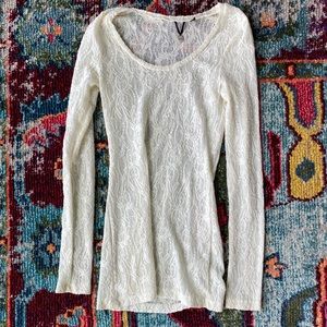 Cream Lace Sheer Top